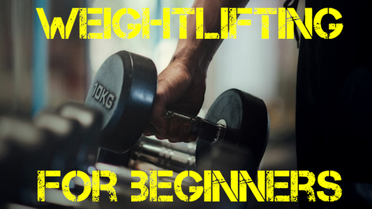 Weightlifting for Beginners title with barbell in background