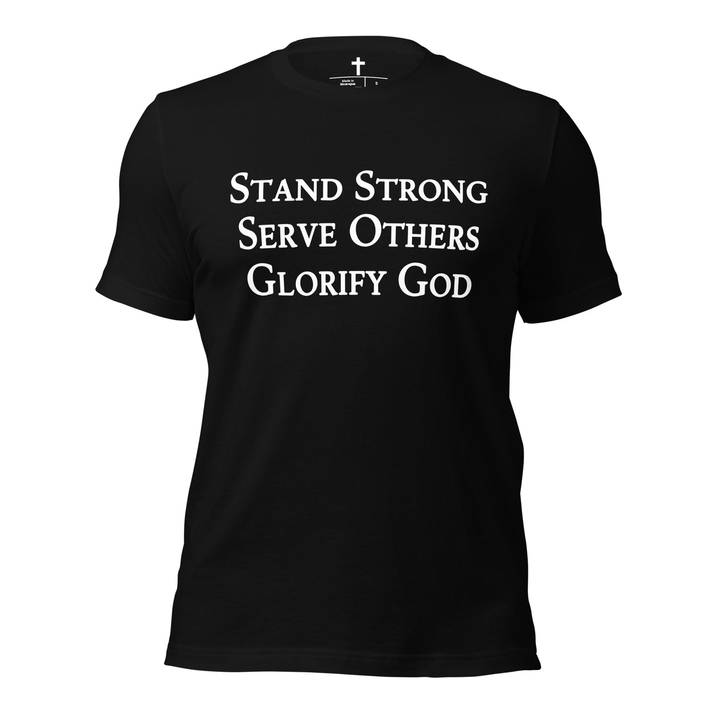 Stand Strong, Serve Others, Glorify God Christian T-Shirt in Black