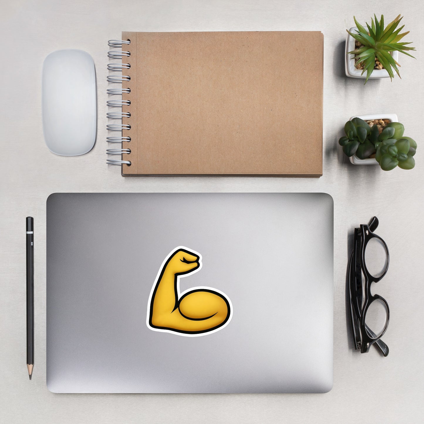 Flexed bicep emoji gym sticker - large
