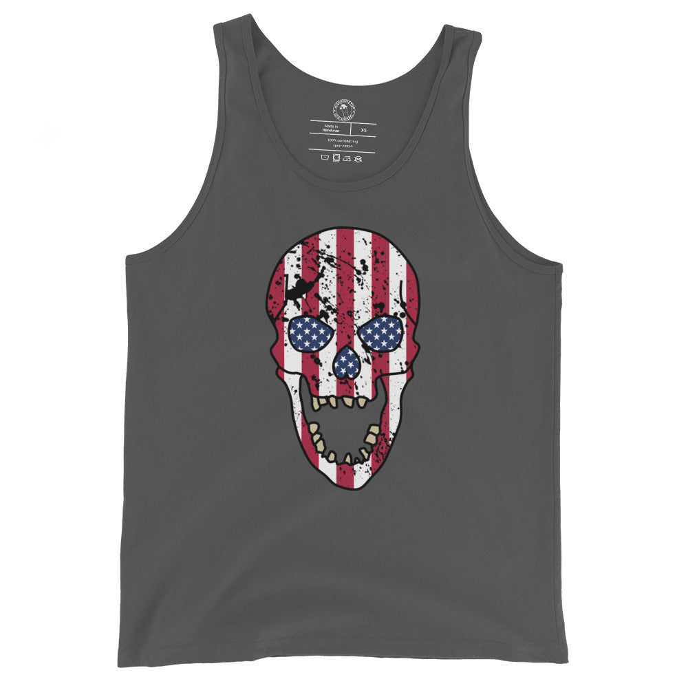 Men's USA Skull Tank Top in Asphalt