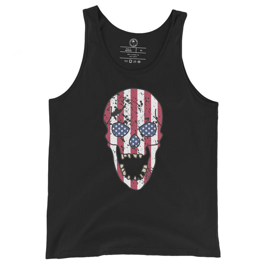 Men's USA Skull Tank Top in Black