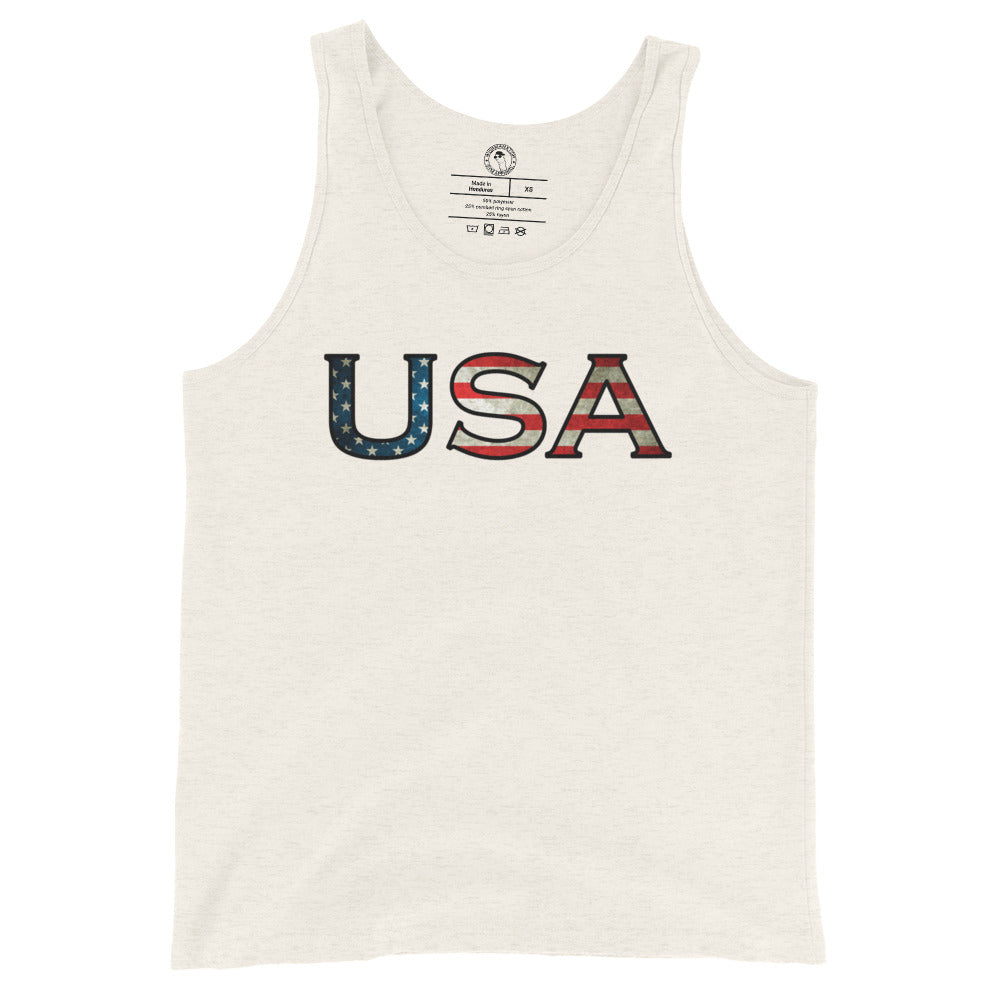 Men's USA Tank Top in Oatmeal Triblend
