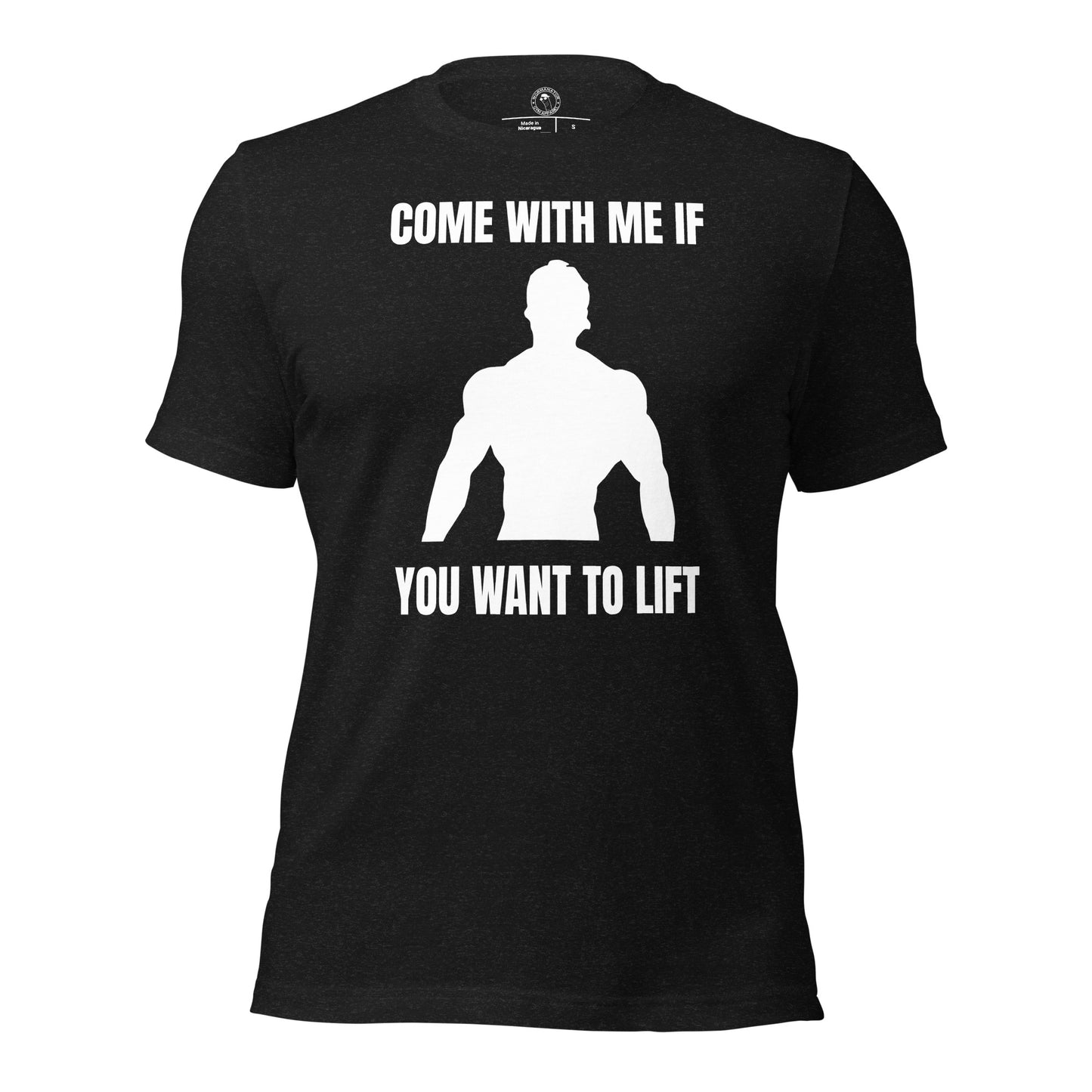 Come With Me if You Want to Lift Arnold Schwarzenegger Shirt in Black Heather