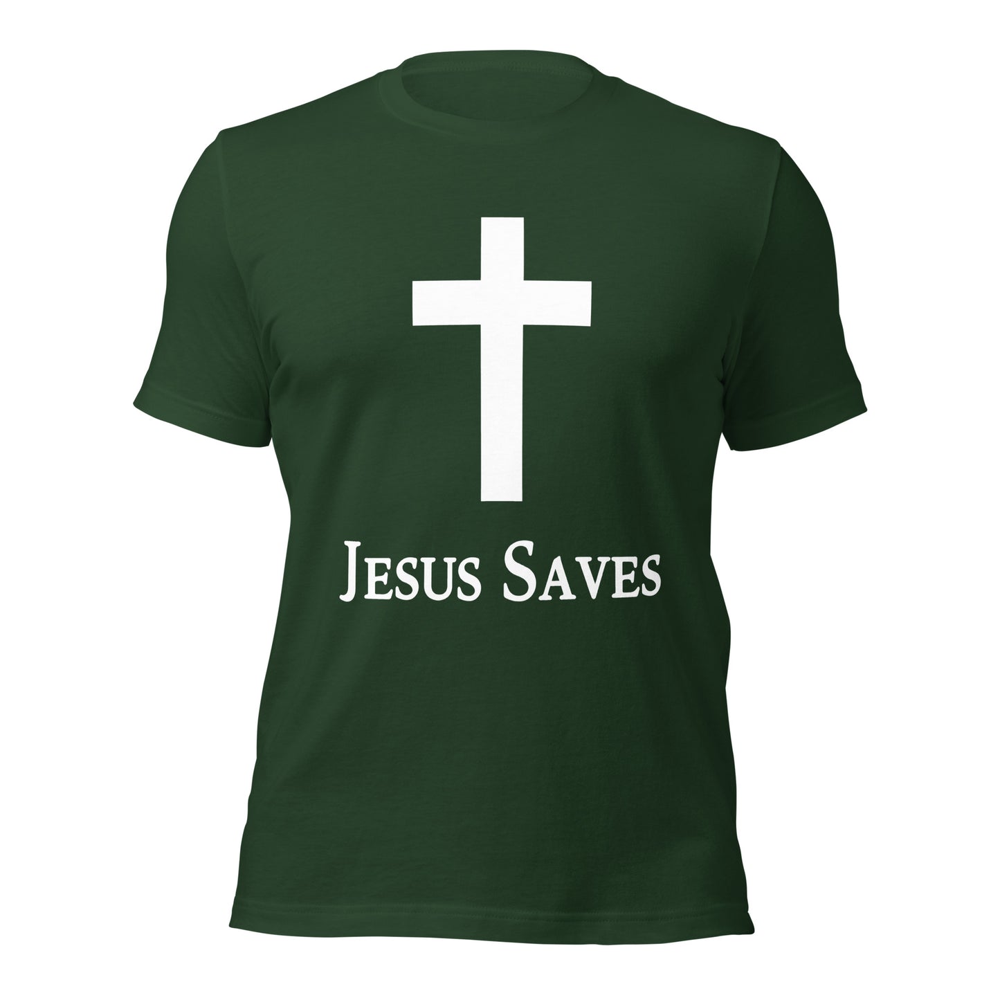 Jesus Saves Christian T-Shirt in Forest Green