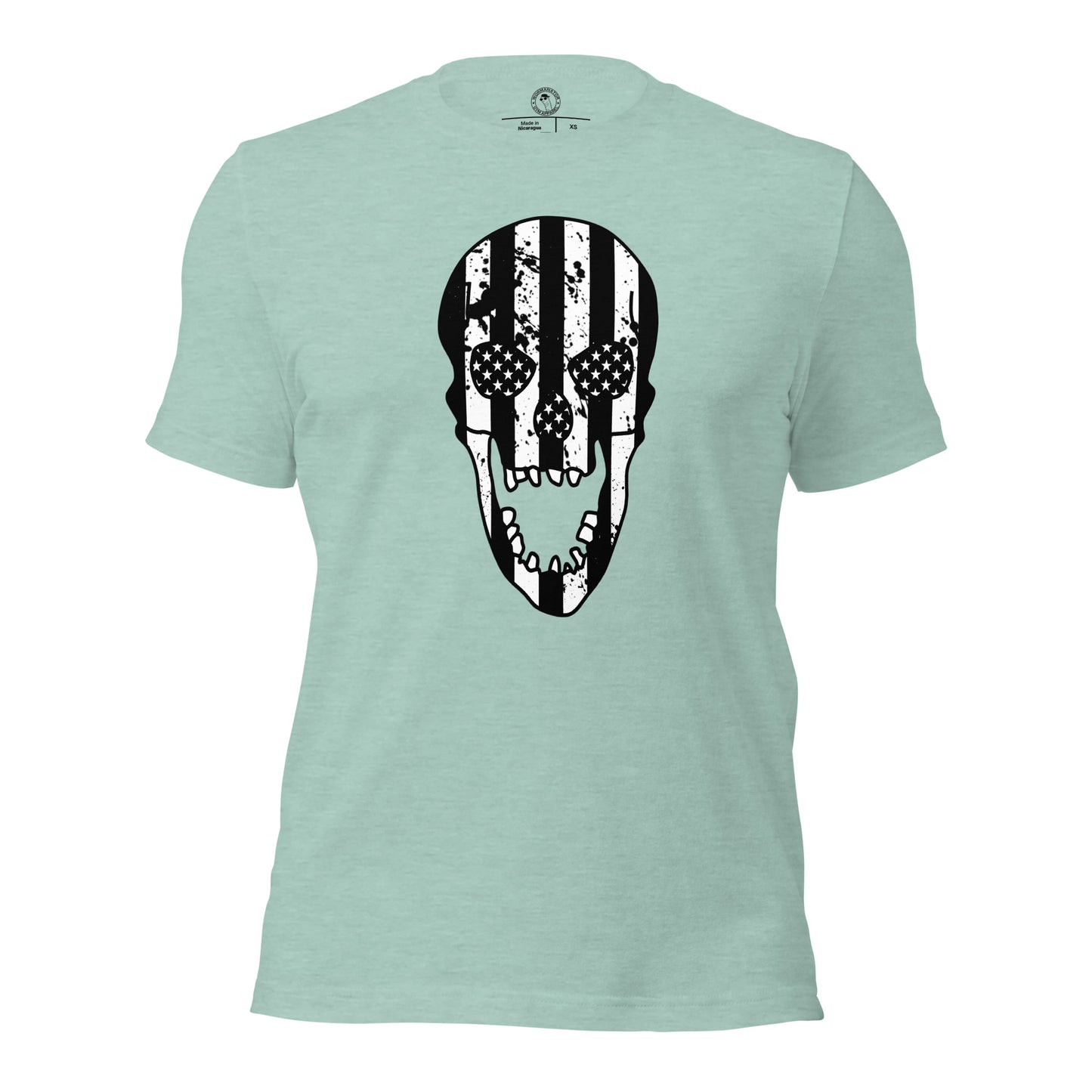 Blacked-Out USA Skull Shirt in Heather Prism Dusty Blue
