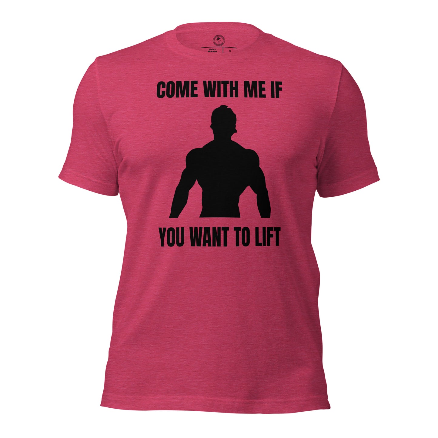 Come With Me if You Want to Lift Arnold Schwarzenegger Shirt in Heather Raspberry