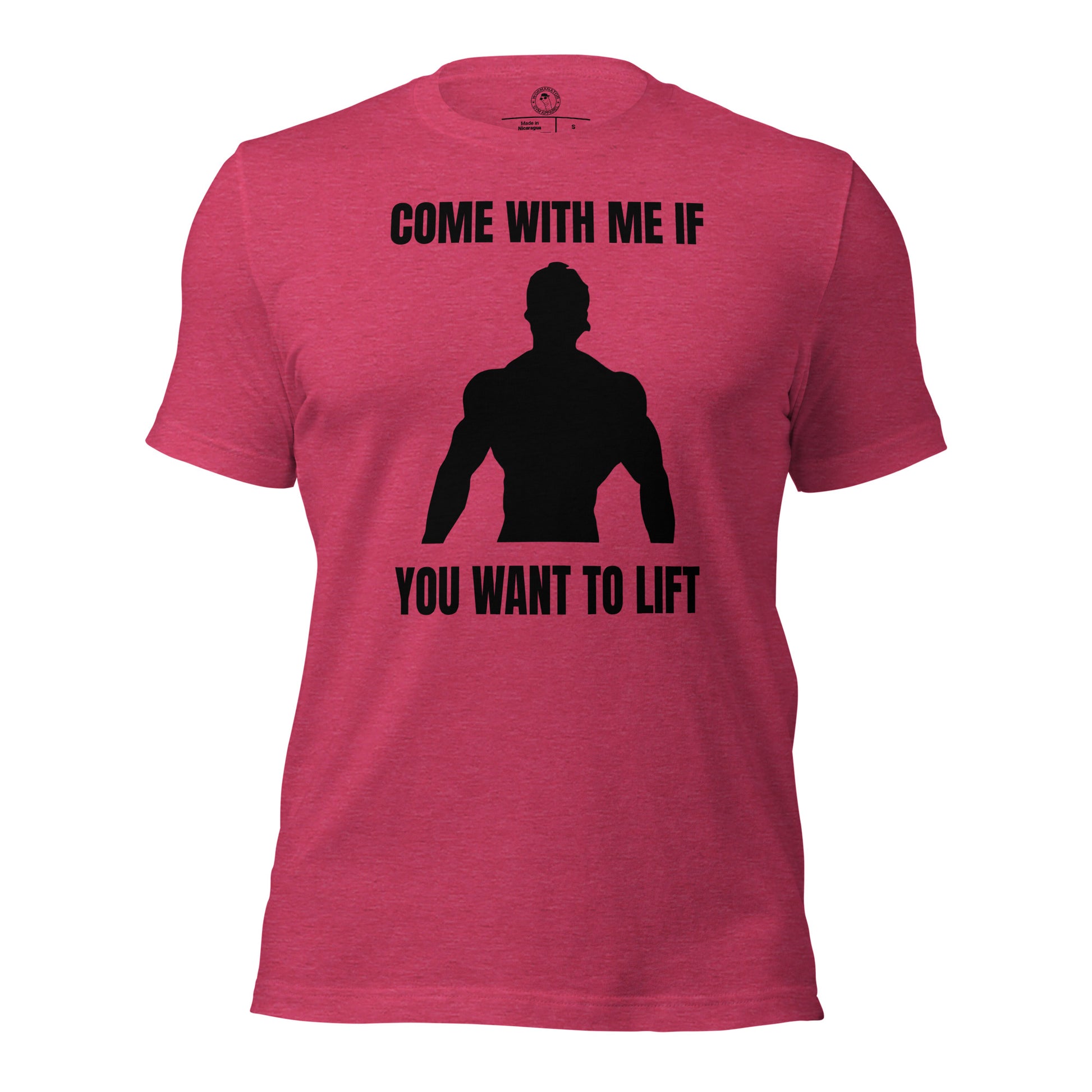 Come With Me if You Want to Lift Arnold Schwarzenegger Shirt in Heather Raspberry