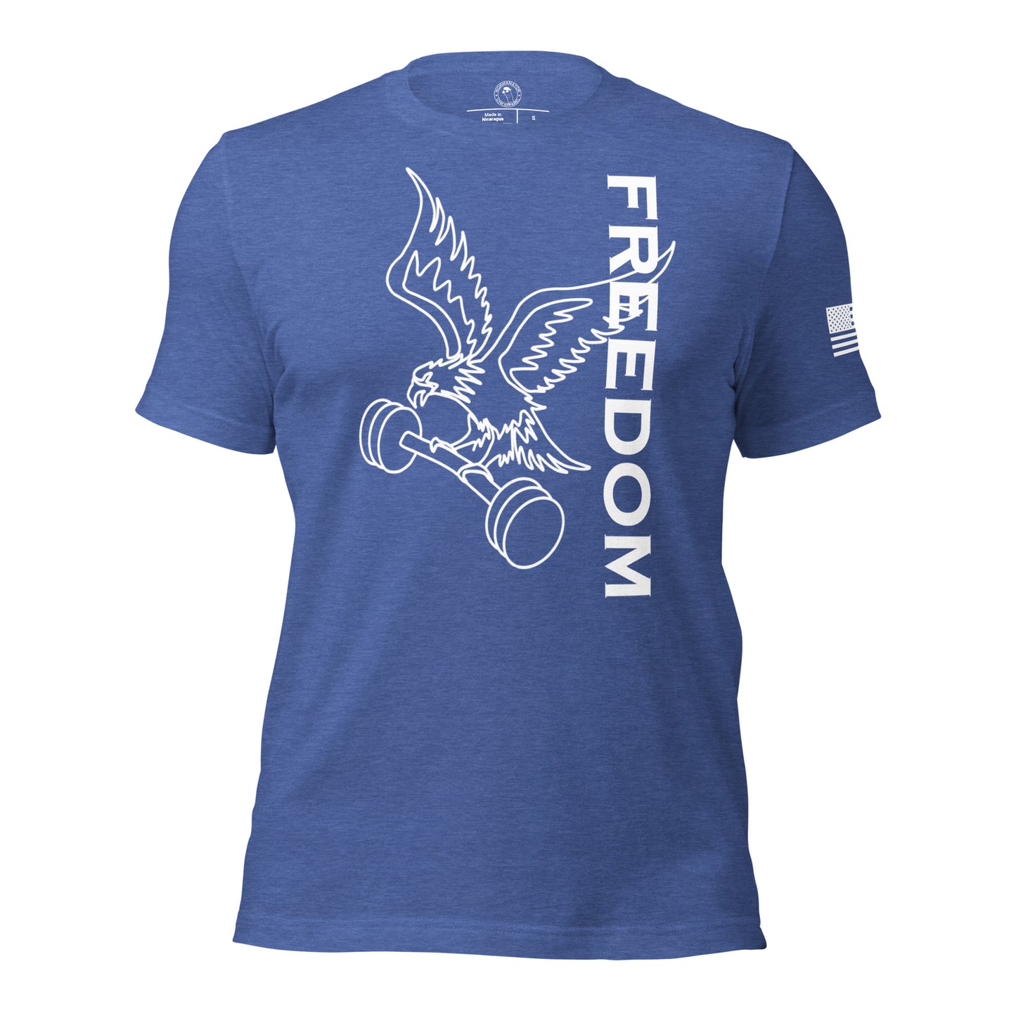 Reversed Freedom Eagle Barbell Shirt in Heather True Royal