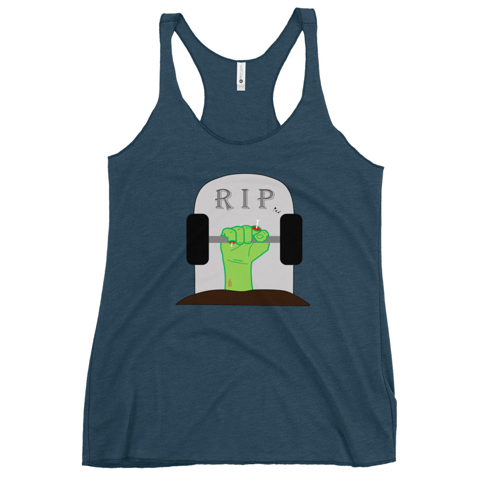 Women's RIPped Zombie Racerback Tank in Indigo