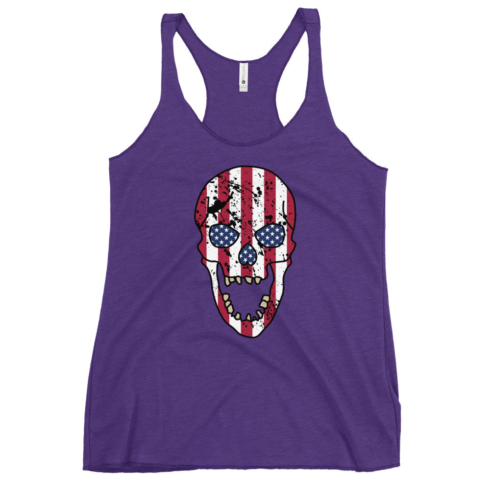 Women's USA Skull Racerback Tank in Purple Rush