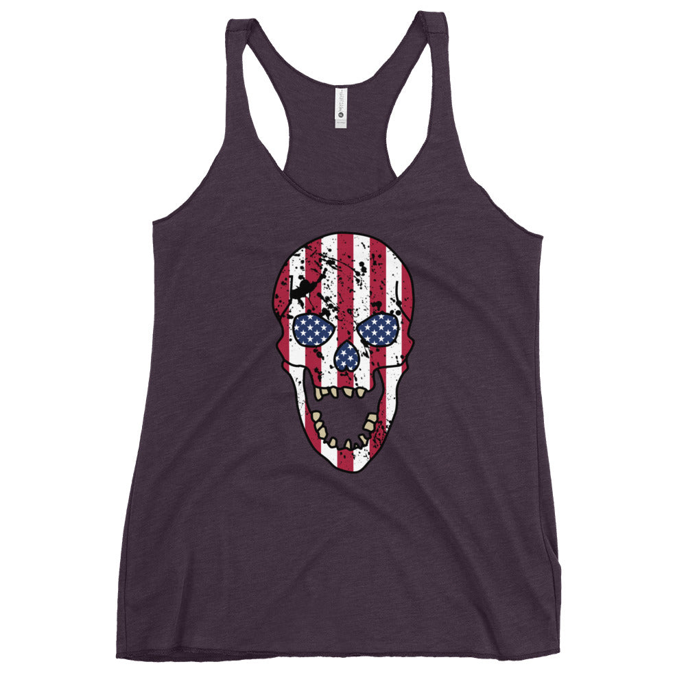 Women's USA Skull Racerback Tank in Vintage Purple