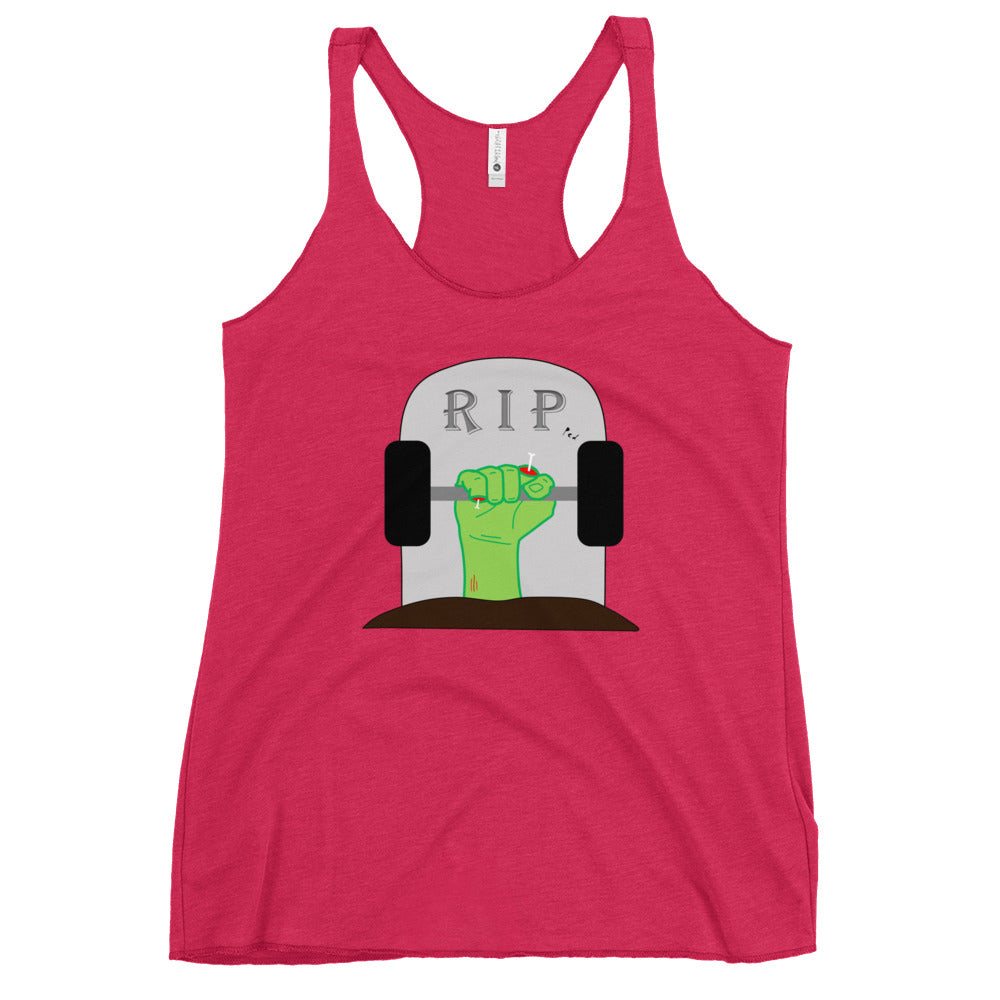 Women's RIPped Zombie Racerback Tank in Vintage Shocking Pink