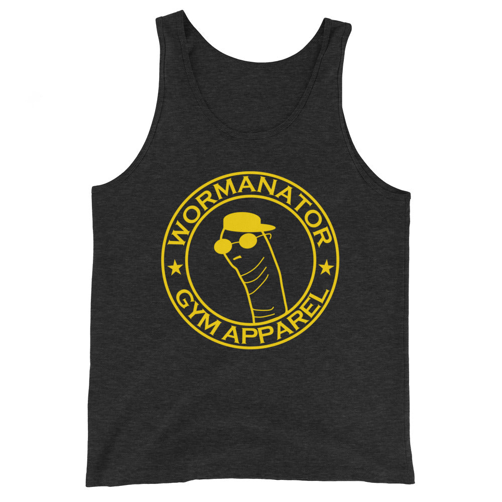 Wormanator Gym Apparel "Worm Logo" Tank Top in Charcoal Black Triblend