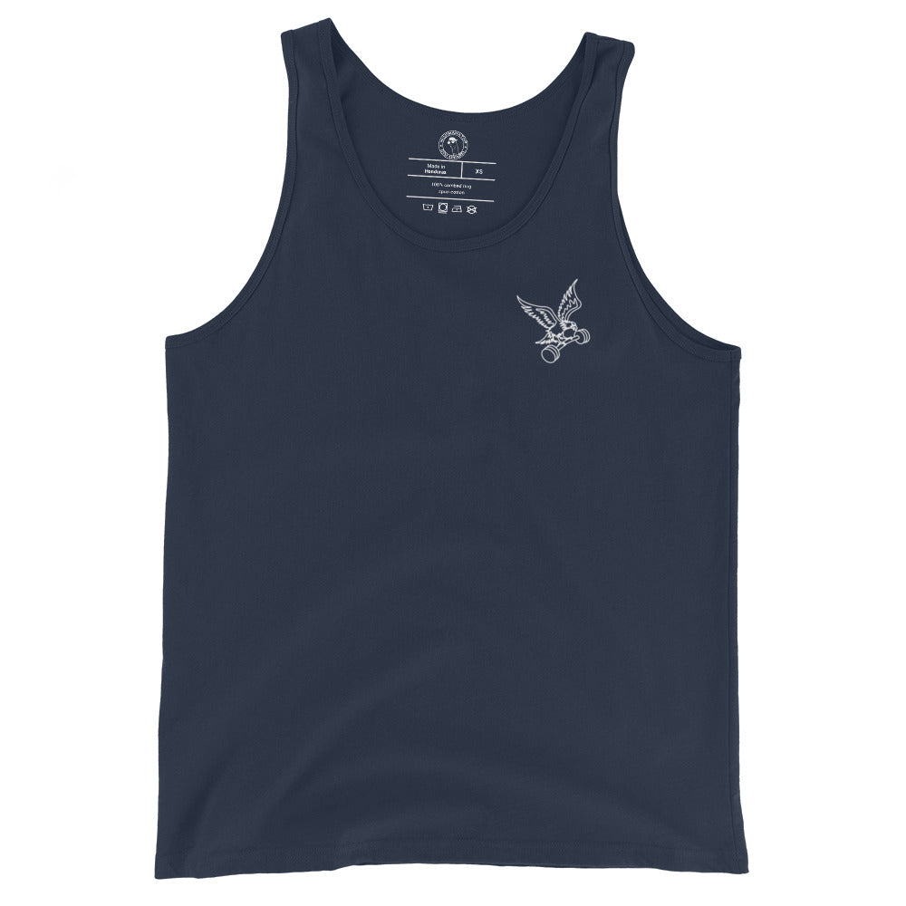Barbell Eagle Tank Top - Left Chest - in Navy