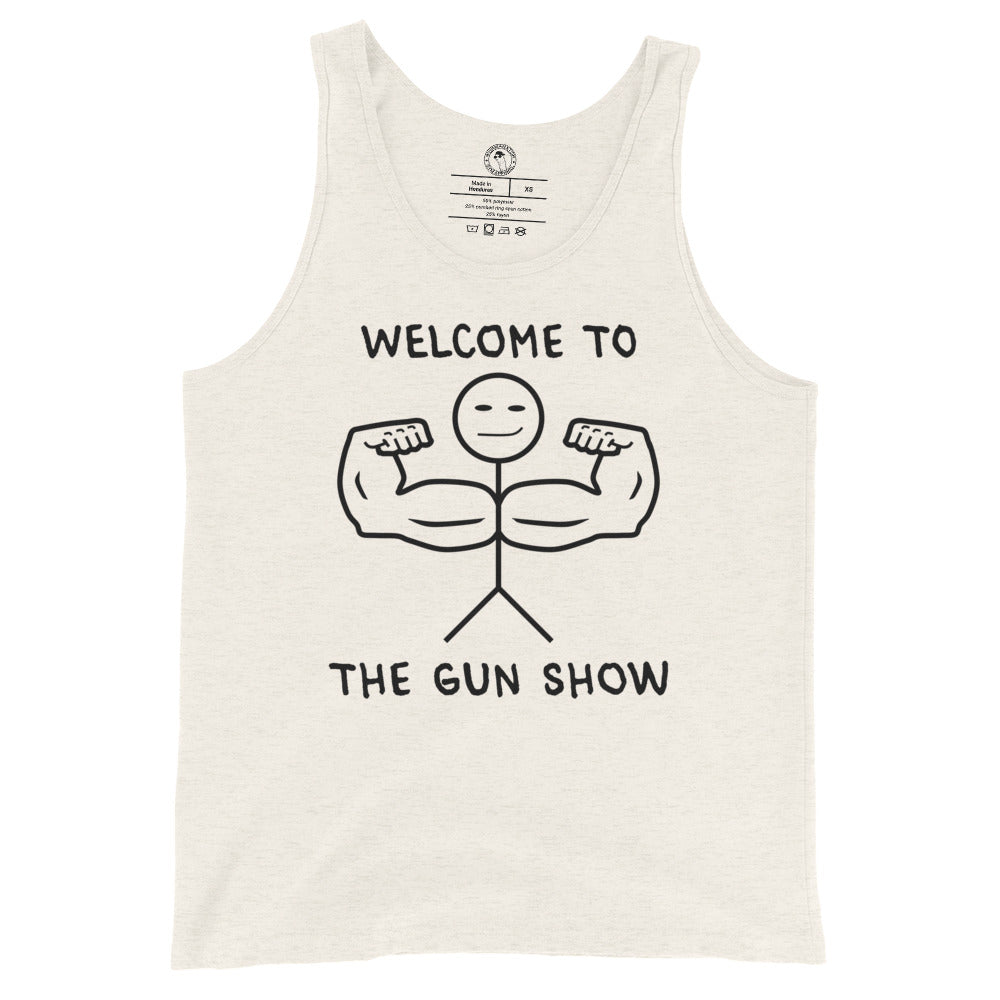 Welcome to the Gun Show Tank Top in Oatmeal Triblend