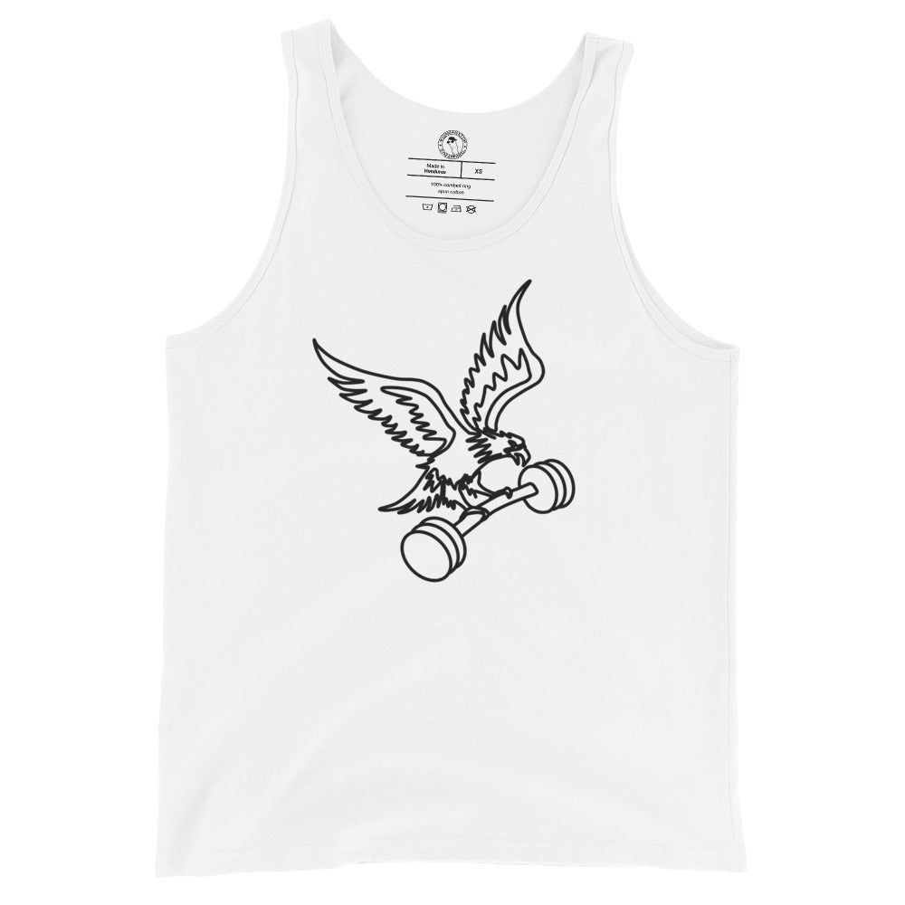 Men's Barbell Eagle Tank Top in White