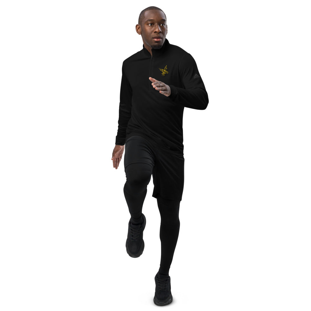 adidas Barbell Eagle Quarter-Zip Lifting Pullover in Black - Front with Movement