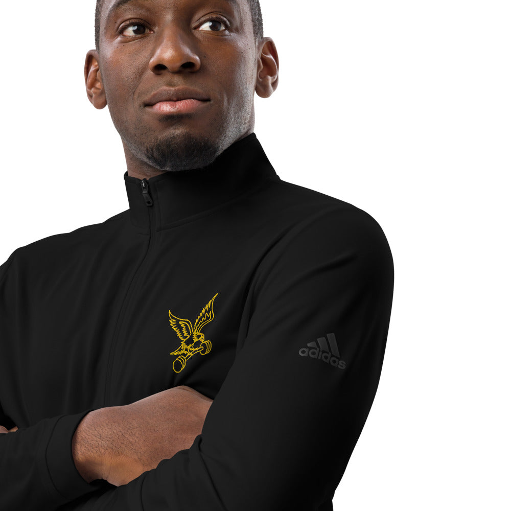 adidas Barbell Eagle Quarter-Zip Lifting Pullover in Black - Zoomed In 2