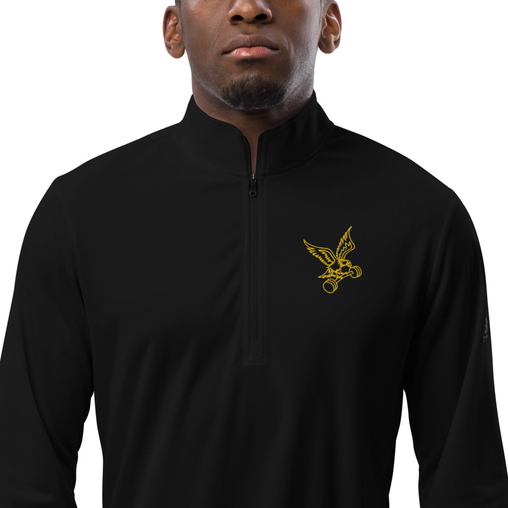 adidas Barbell Eagle Quarter-Zip Lifting Pullover in Black - Zoomed In