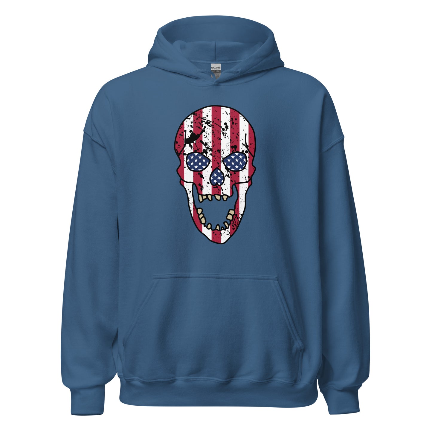 USA Skull Hoodie in Indigo Blue
