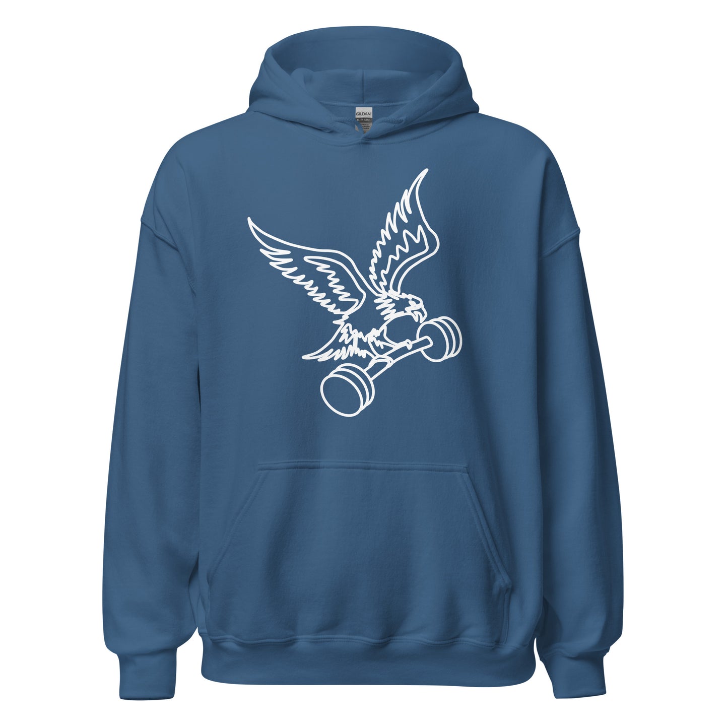 Barbell Eagle Hoodie in Indigo Blue