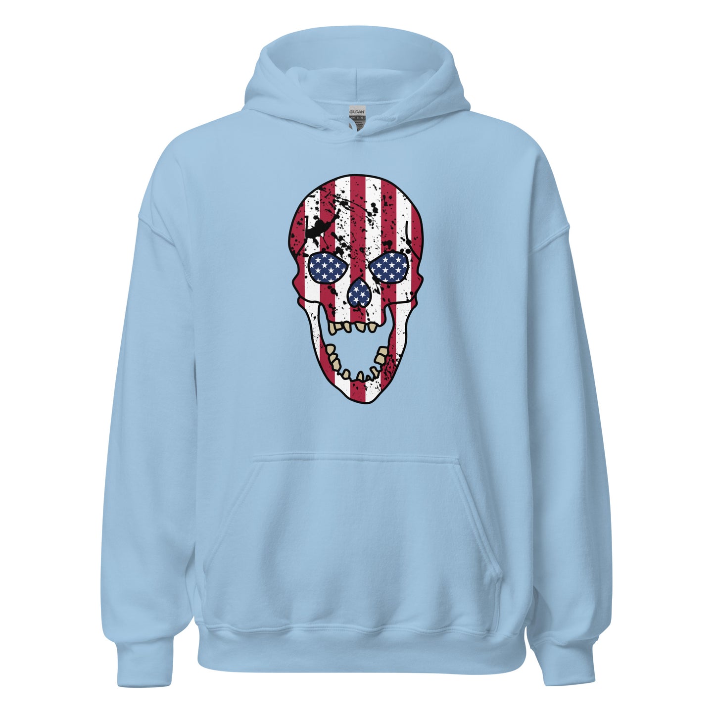USA Skull Hoodie in Light Blue