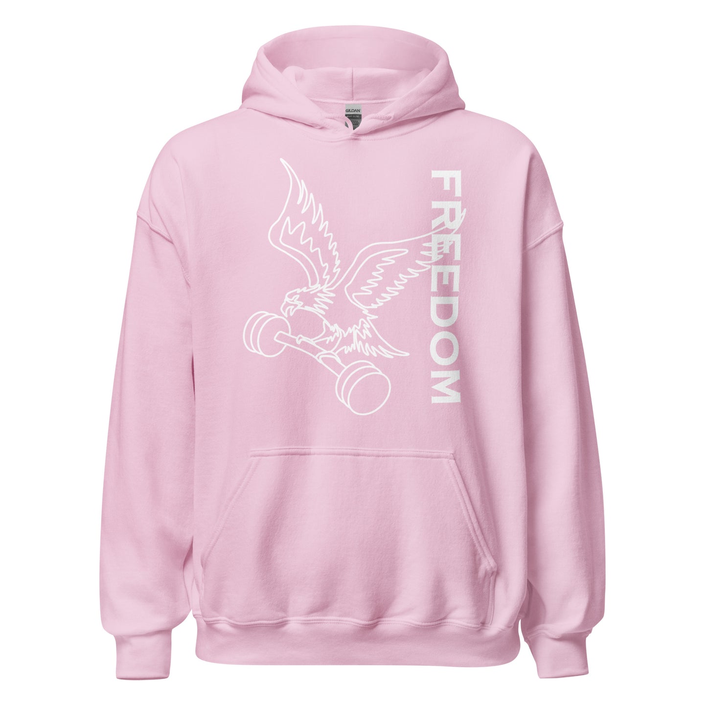 Reversed Freedom Eagle Barbell Hoodie in Light Pink