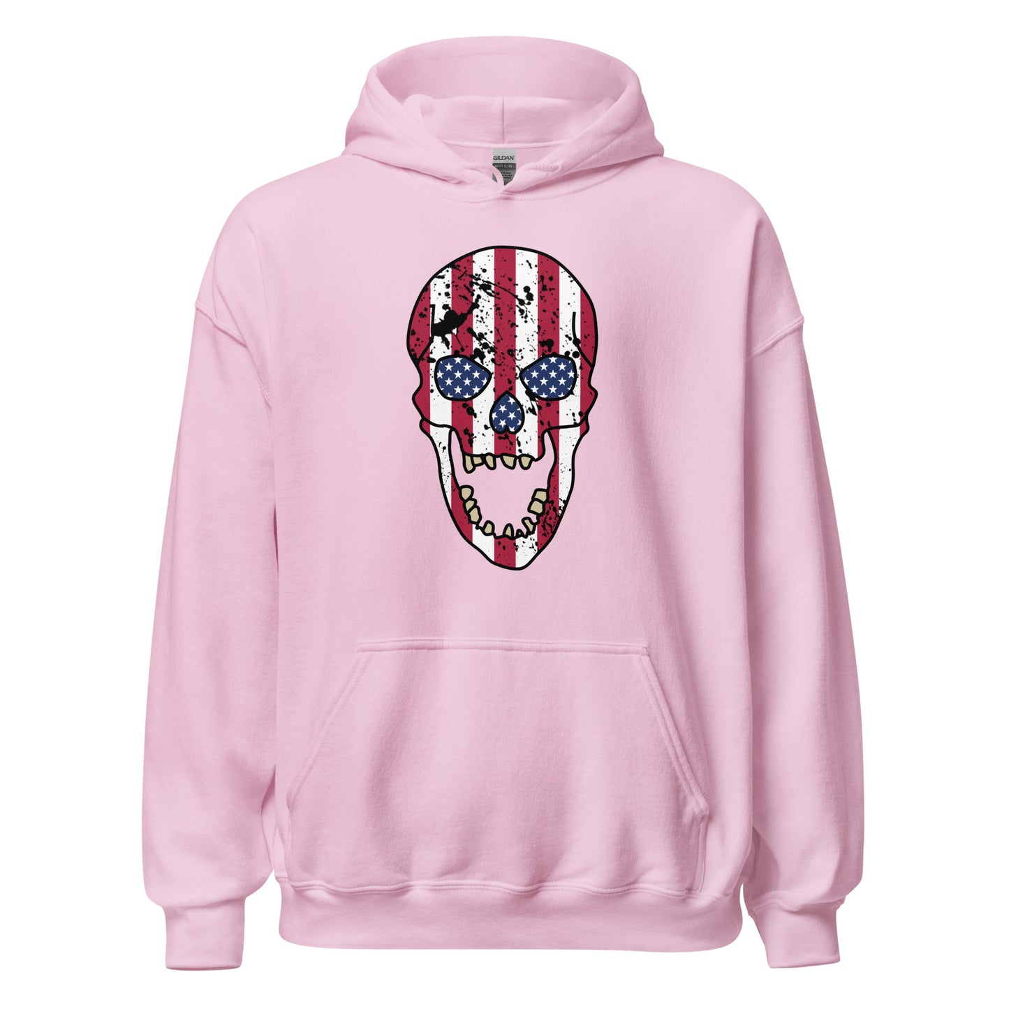 USA Skull Hoodie in Light Pink