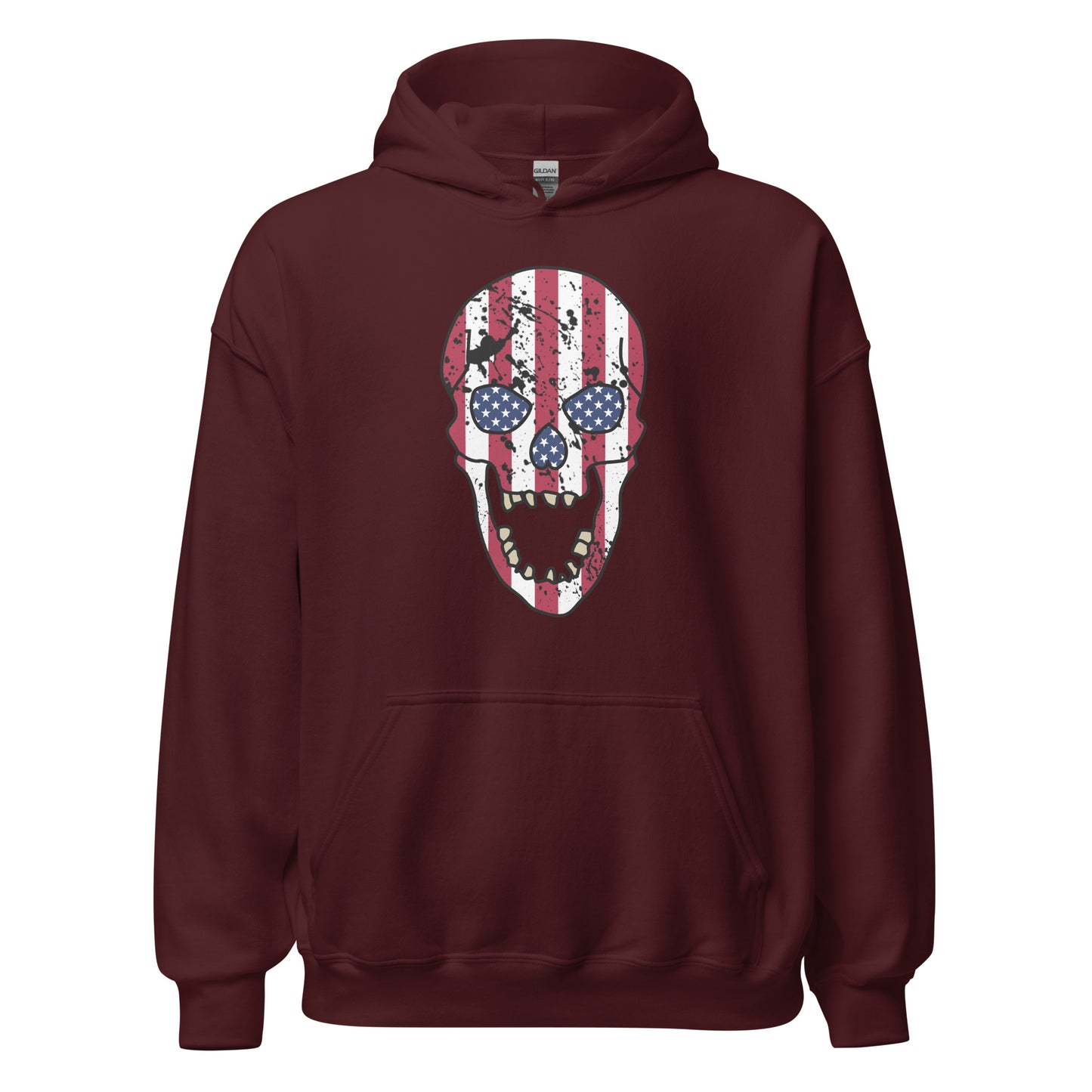 USA Skull Hoodie in Maroon