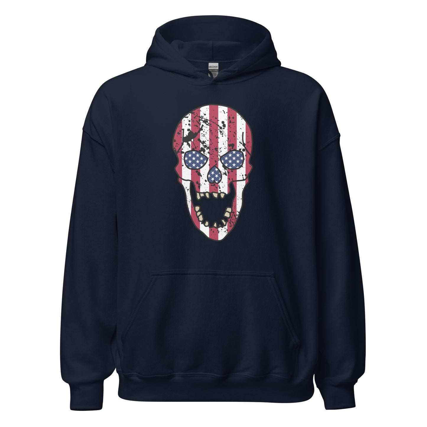 USA Skull Hoodie in Navy