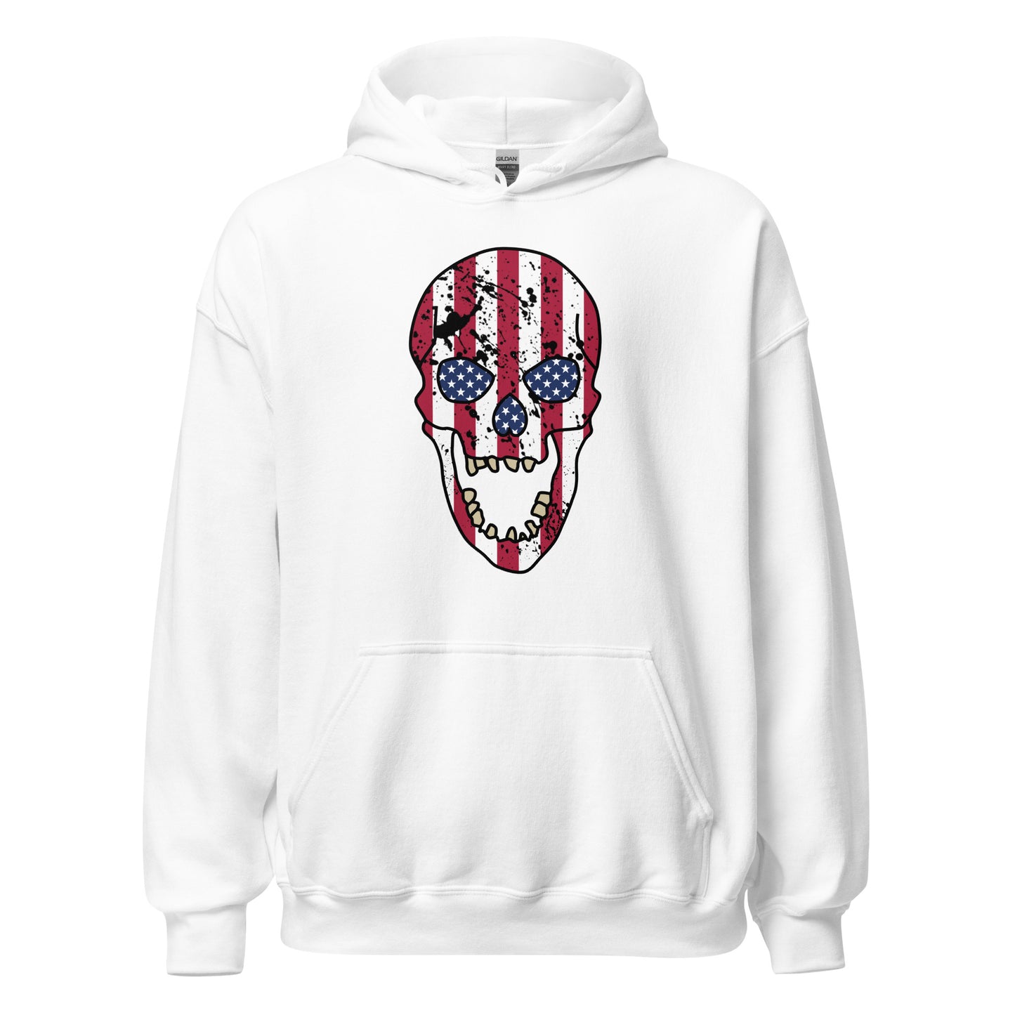 USA Skull Hoodie in White