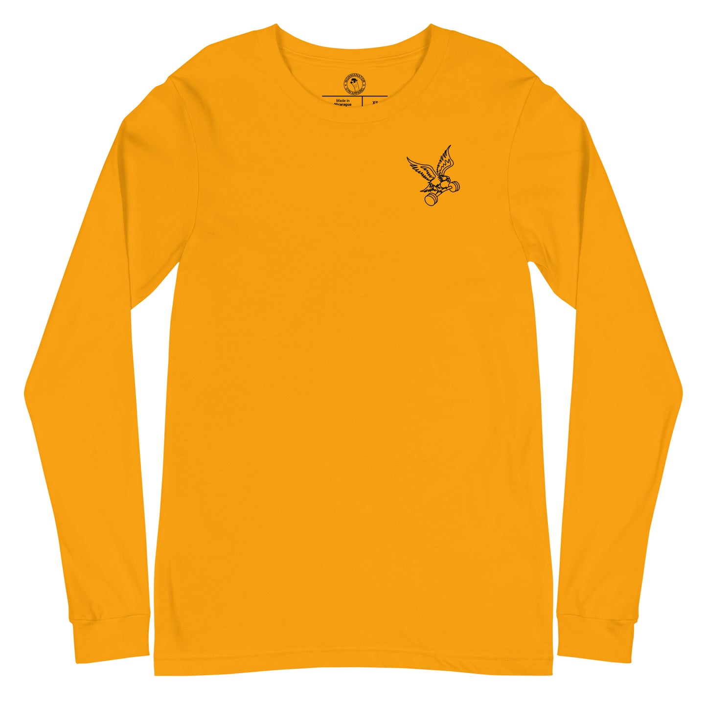 Unisex Barbell Eagle Long Sleeve Shirt in Gold