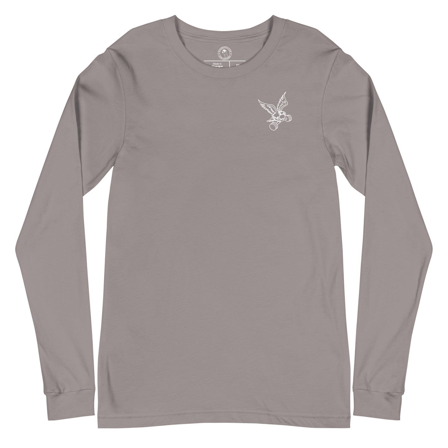Unisex Barbell Eagle Long Sleeve Shirt in Storm Grey