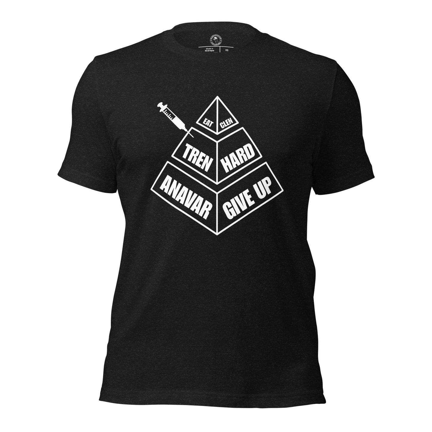 Eat Clen Tren Hard Anavar Give Up Shirt in Black Heather