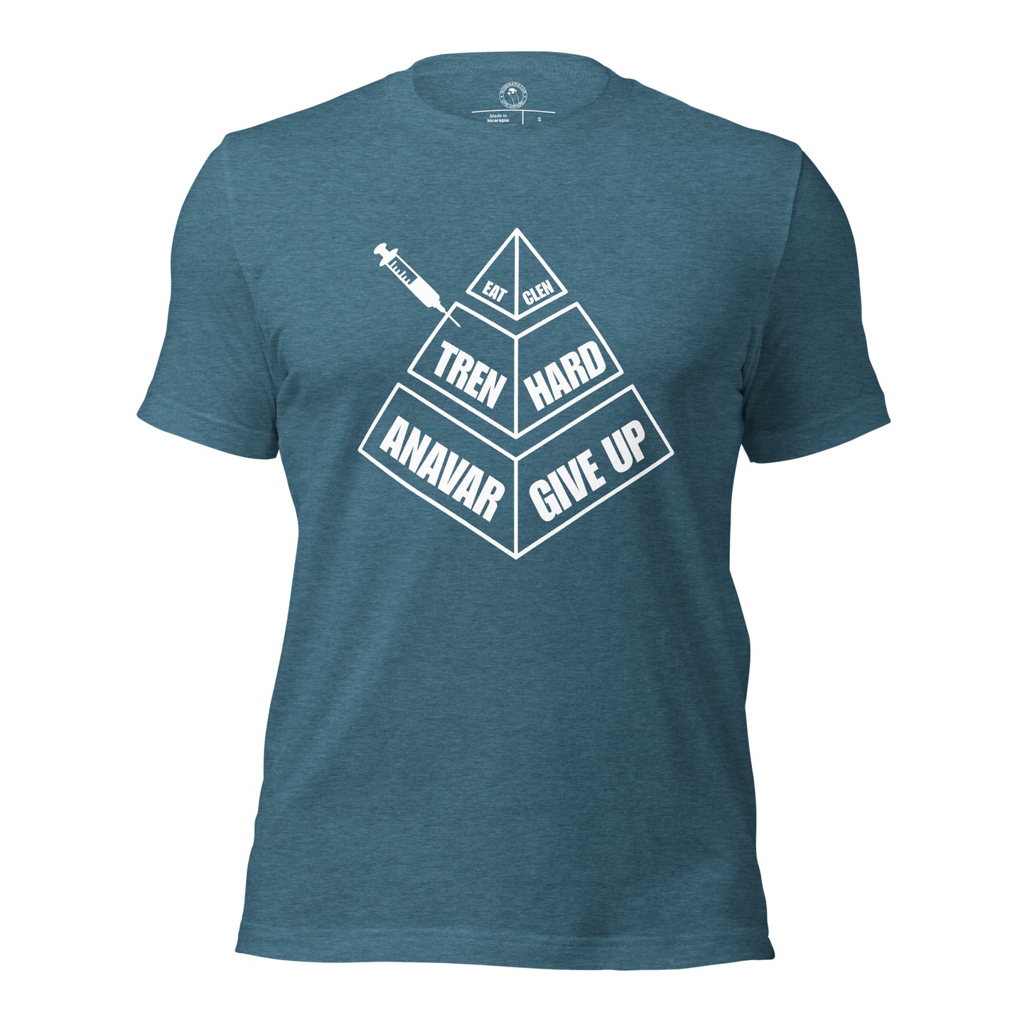 Eat Clen Tren Hard Anavar Give Up Shirt in Heather Deep Teal