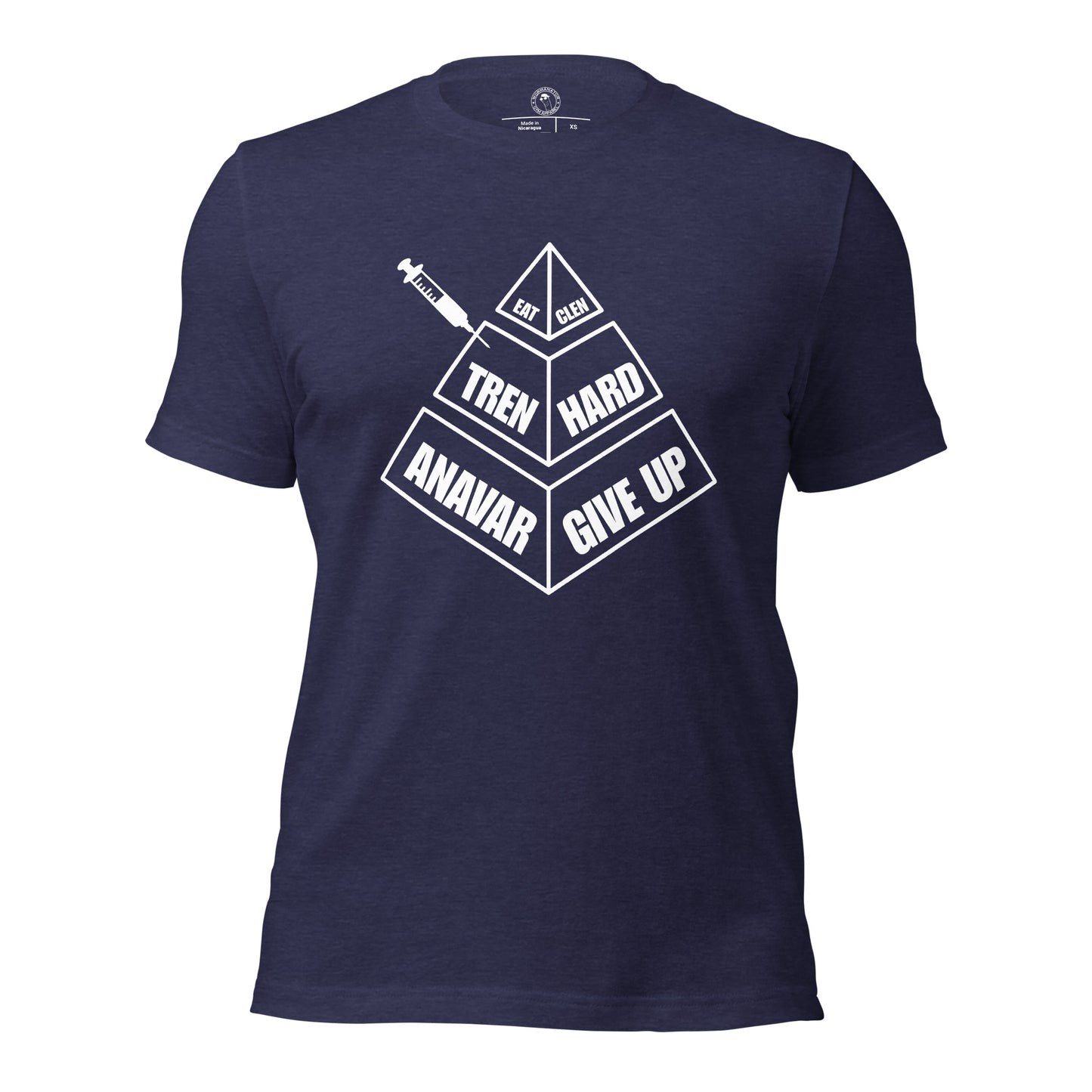 Eat Clen Tren Hard Anavar Give Up Shirt in Heather Midnight Navy
