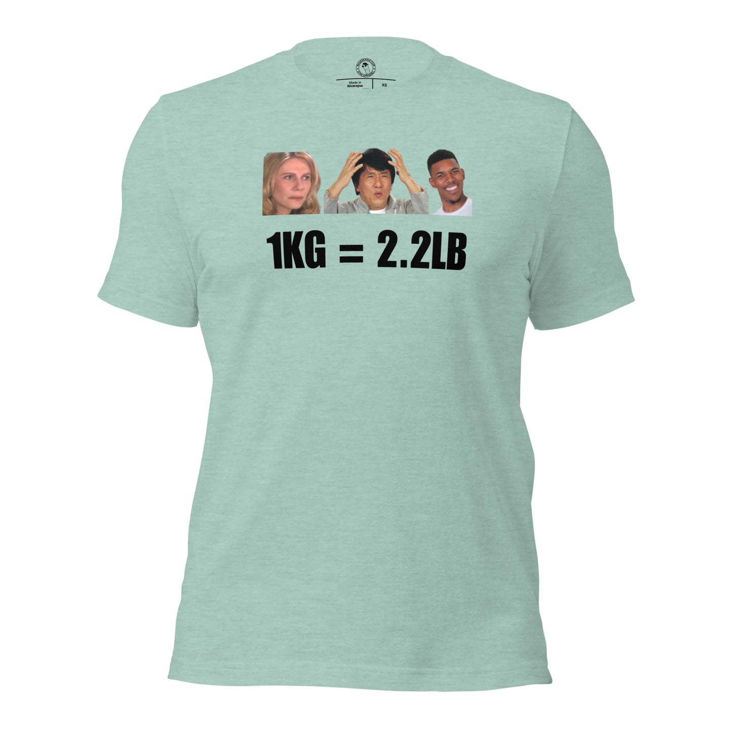 1kg = 2.2lb Powerlifting Conversion Shirt in Heather Prism Dusty Blue