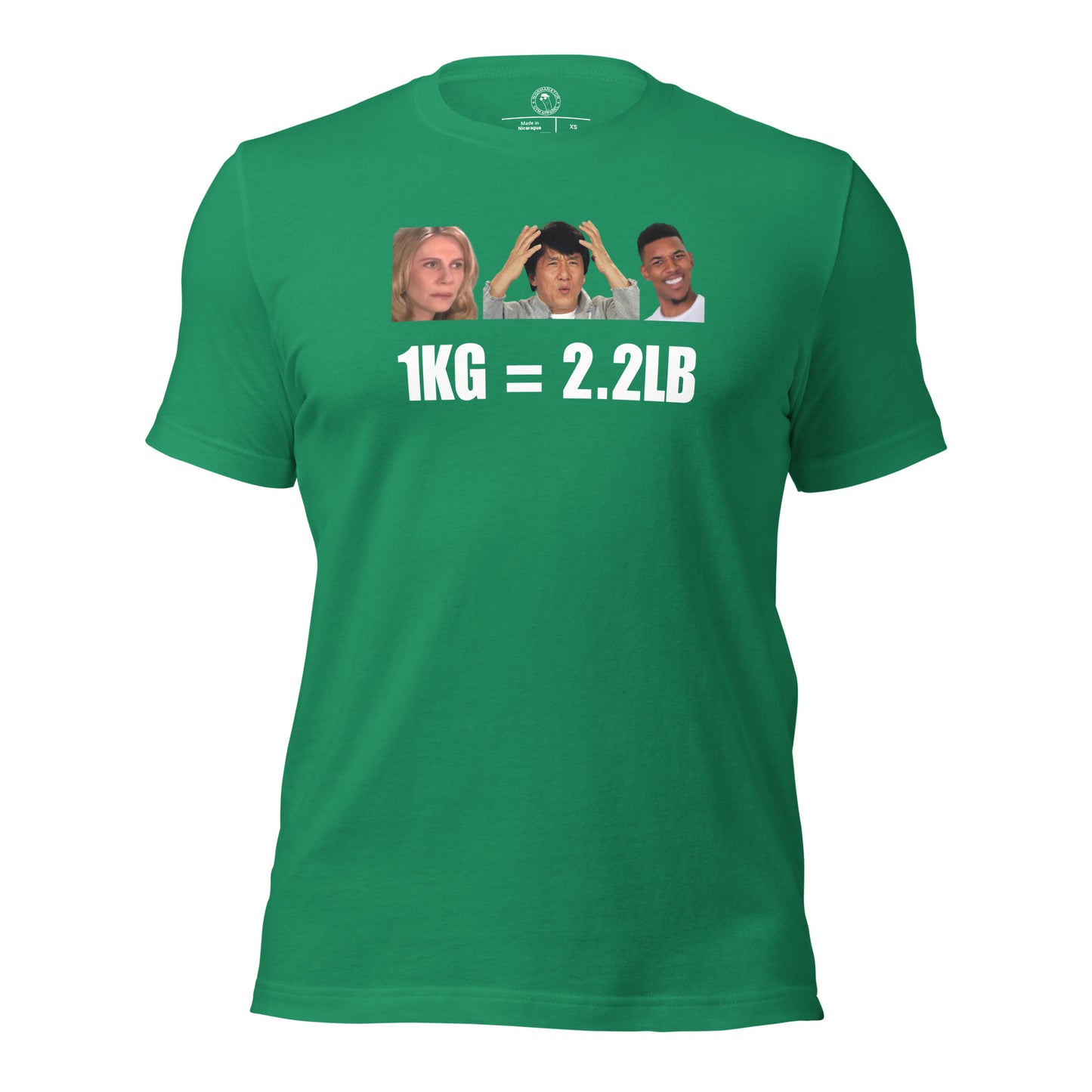 1kg = 2.2lb Powerlifting Conversion Shirt in Kelly Green