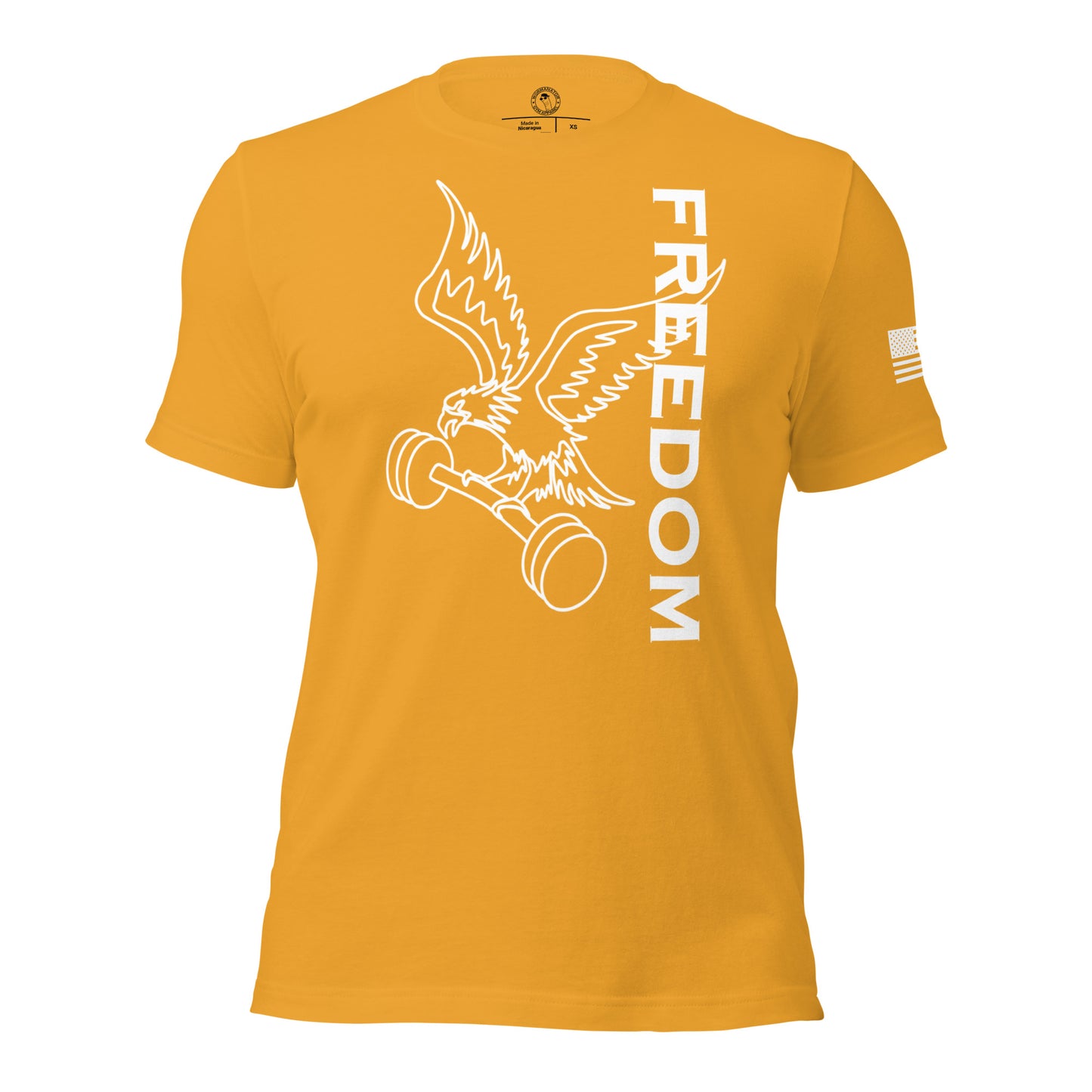 Reversed Freedom Eagle Barbell Shirt in Mustard