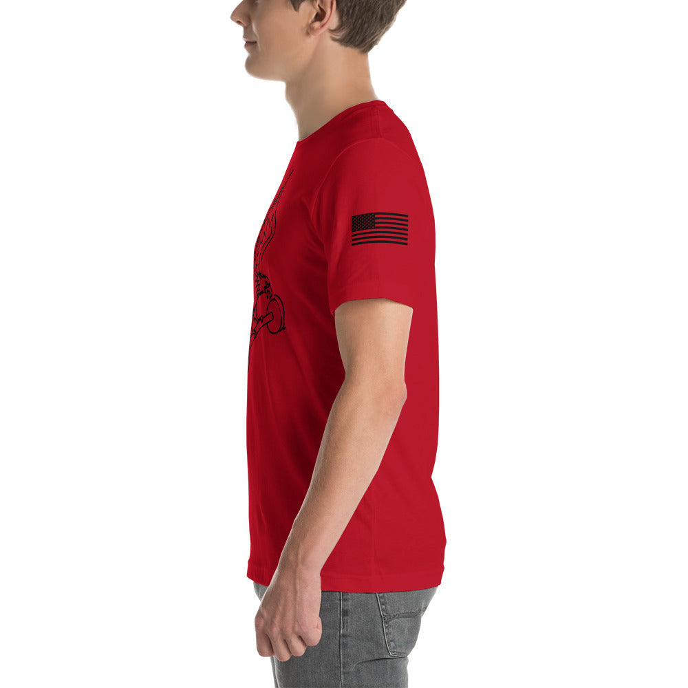 Fitness is Freedom Lifting T-Shirt in Red - Left