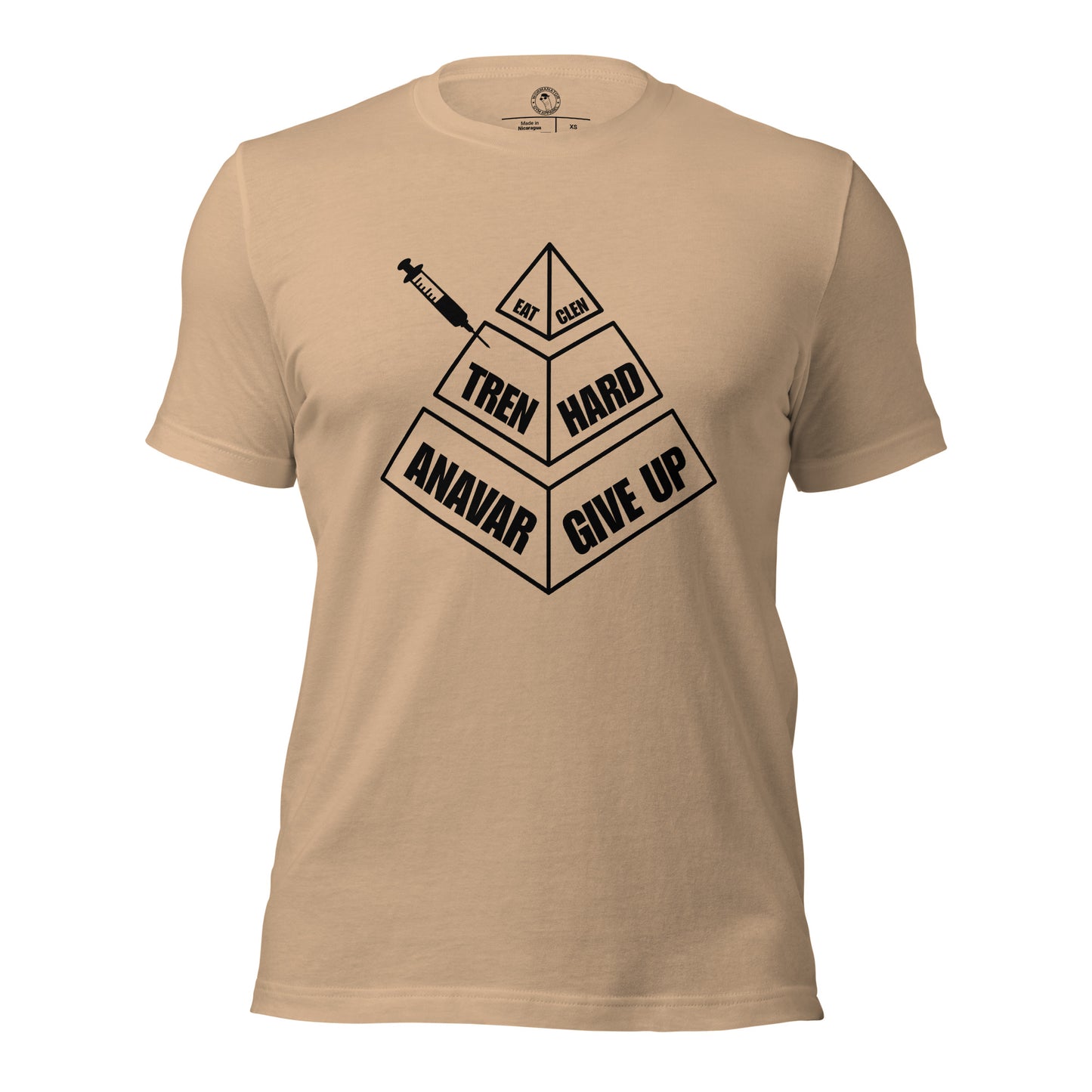 Eat Clen Tren Hard Anavar Give Up Shirt in Tan