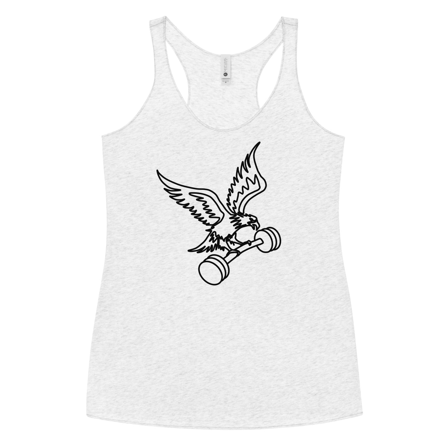 Women's Barbell Eagle Racerback Tank in Heather White