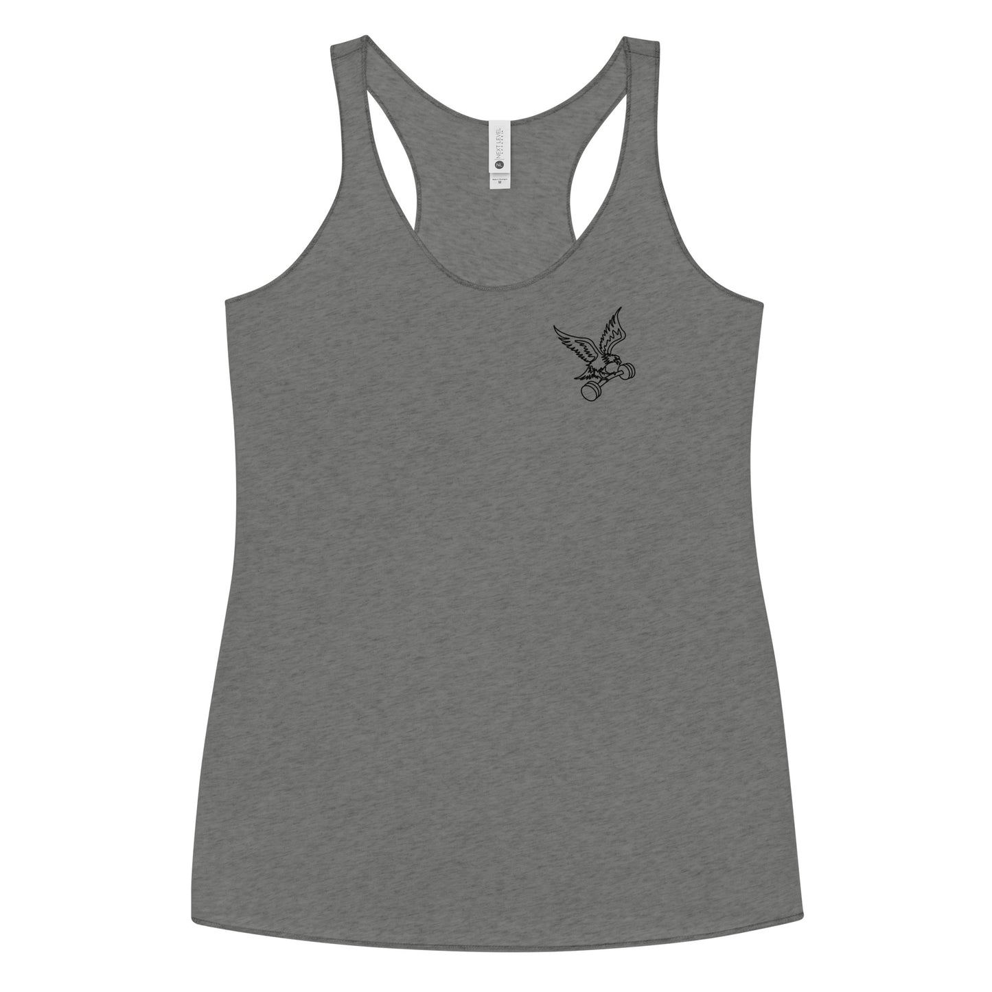 Women's Left-Chest Barbell Eagle Racerback Tank in Premium Heather