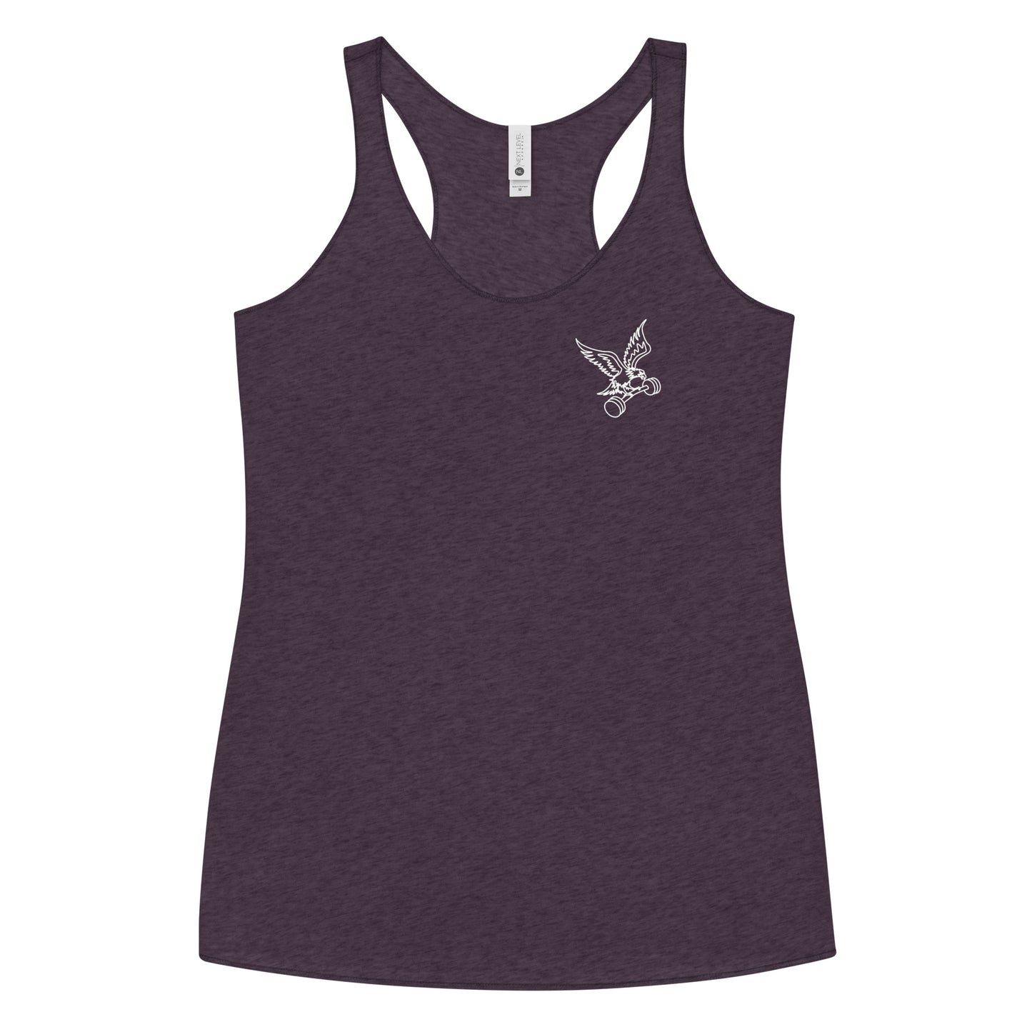 Women's Left-Chest Barbell Eagle Racerback Tank in Vintage Purple