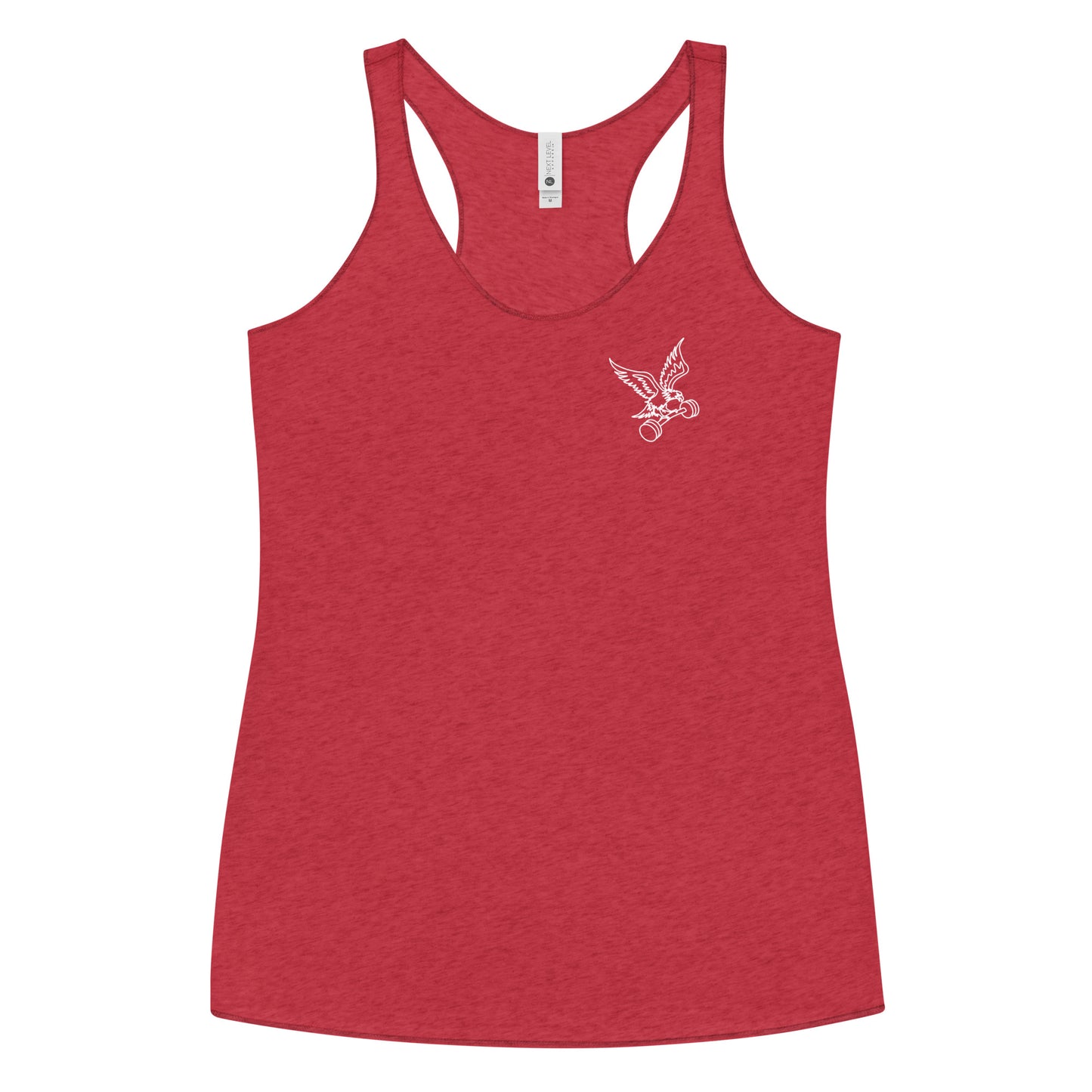 Women's Left-Chest Barbell Eagle Racerback Tank in Vintage Red