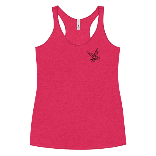 Women's Left-Chest Barbell Eagle Racerback Tank in Vintage Shocking Pink