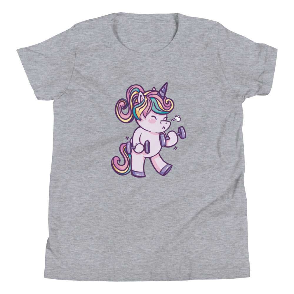 Weightlifting Unicorn Children's T-Shirt in Athletic Heather