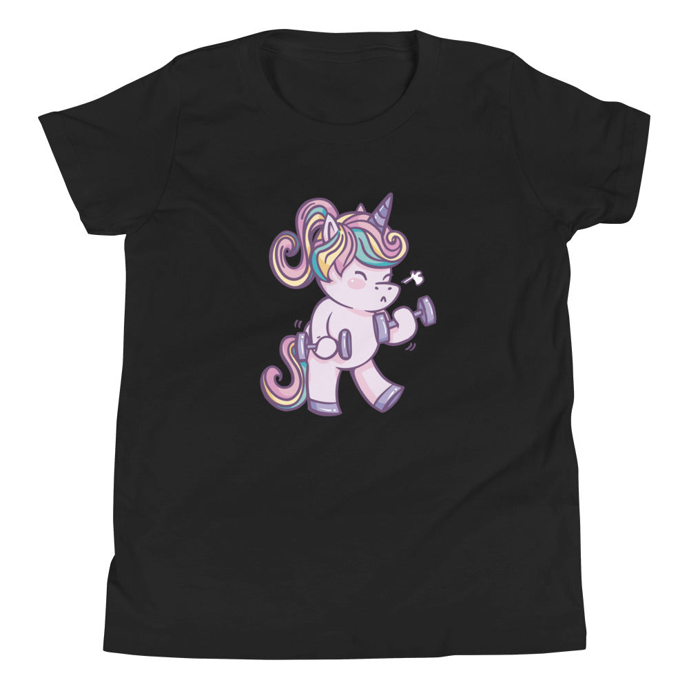 Weightlifting Unicorn Children's T-Shirt in Black