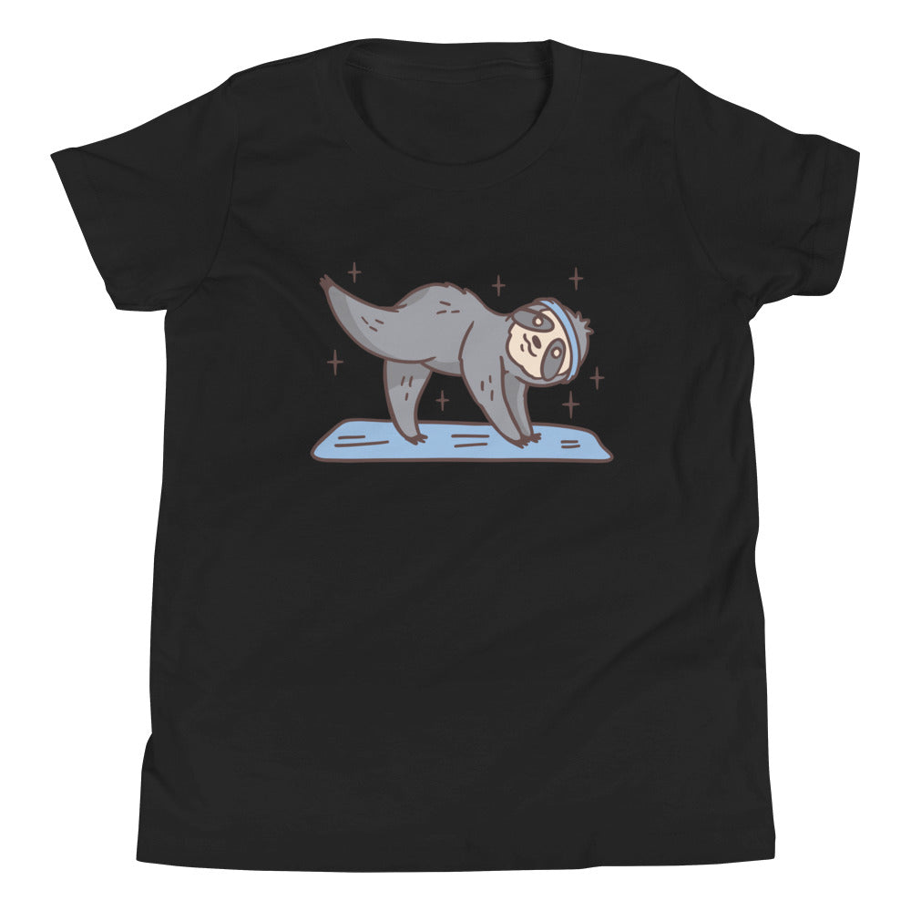 Yoga Sloth Children's T-Shirt in Black