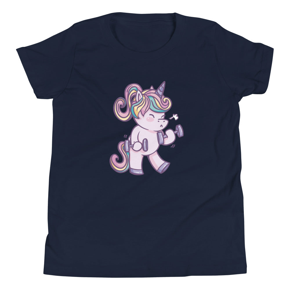 Weightlifting Unicorn Children's T-Shirt in Navy